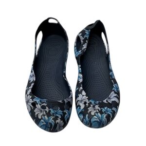 Crocs Women's Kadee Flats Navy Blue Floral Print Size 7